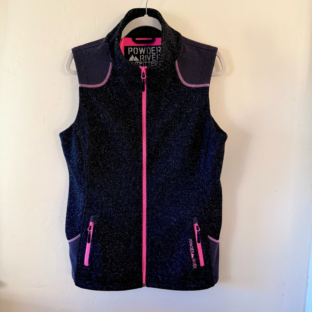 Powder River Outfitters by Panhandle Women's Large Pink & Grey Full Zip Vest